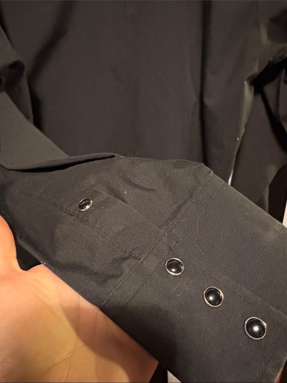 Panhandle Slim Black Men's Dress Shirt Pearl Snap Bib Front Detail Size Medium - Picture 6 of 14